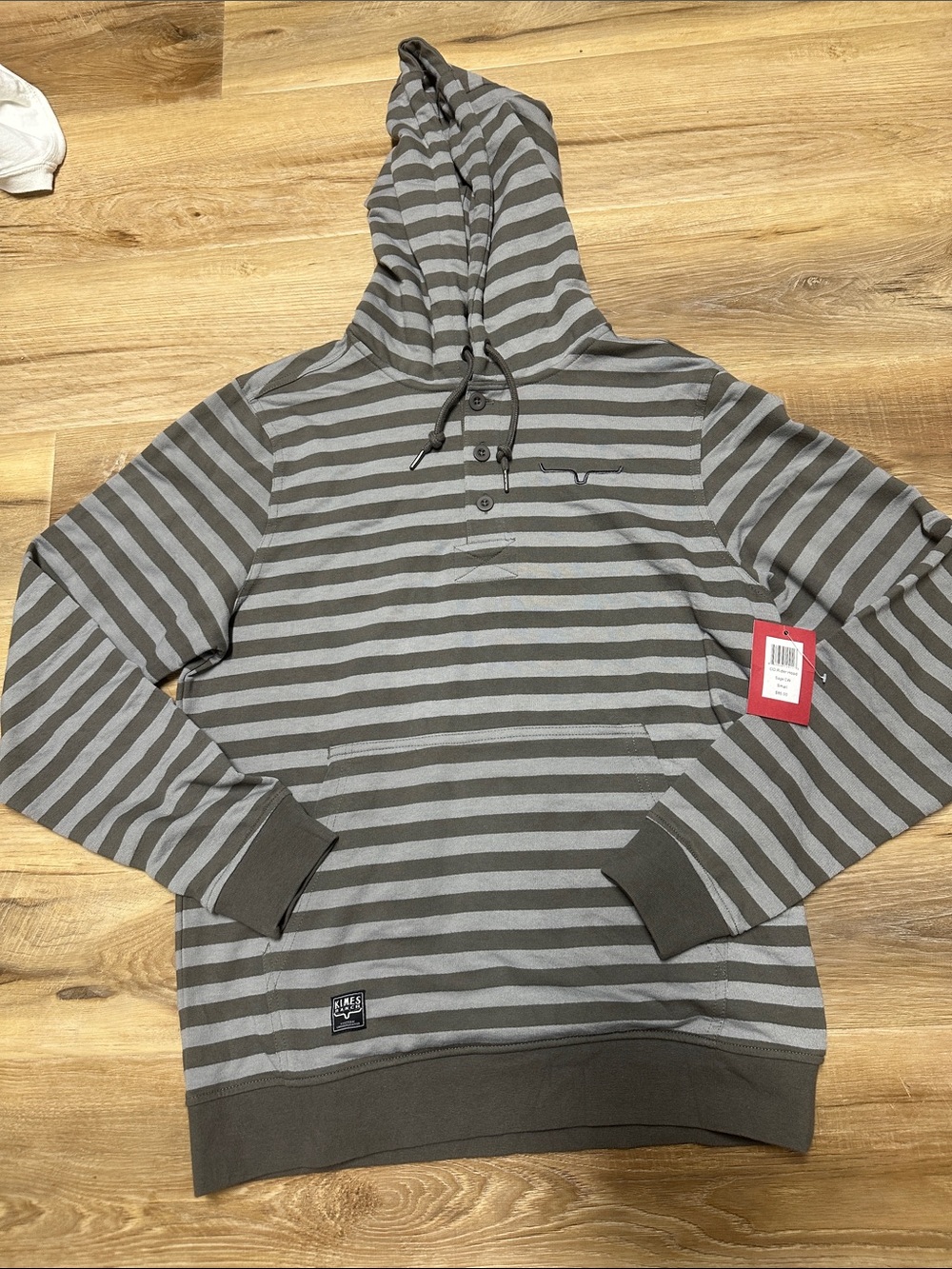 Kimes Ranch Gray Striped Hooded Pullover